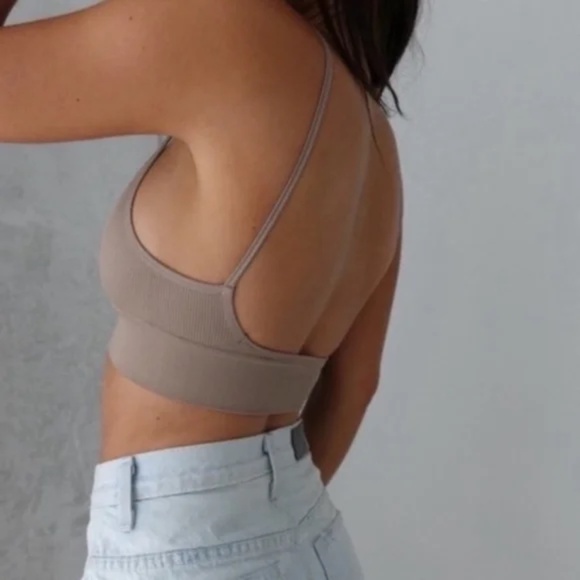 Mocha Low Back Seamless Bralette - Picture 1 of 3